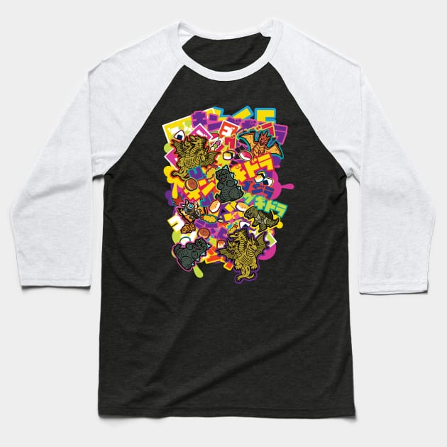 Kaiju Graffiti Baseball T-Shirt by therealfirestarter